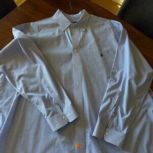 POLO by Ralph Lauren Blue Striped Button Down Dress Shirt - 2XB